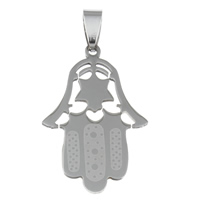 Nerūdijančio plieno papuošalai Pakabukai, Nerūdijantis plienas, Hamsa, Islamas papuošalai, Originali spalva, 23x36x1mm, Skylė:Apytiksliai 4x7mm, 10kompiuteriai/Krepšys, Pardavė Krepšys