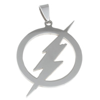 Rozsdamentes acél Ékszerek Medálok, Stainless Steel, Lightning Symbol, az eredeti szín, 30x38x1.50mm, Lyuk:Kb 4x7mm, 10PC-k/Bag, Által értékesített Bag