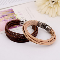 Cowhide Bracelet zinc alloy clasp plated nickel lead & cadmium free 10mm Length Approx 8.2 Inch Sold By Lot