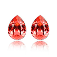 CRYSTALLIZED™ chriostal Earring Eilimint, le Sinc Alloy, Teardrop, platanam plátáilte, Padparadscha, 0.6x0.8cm, Díolta De réir Péire