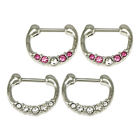 Bijoux de Piercing nez en acier inoxydable, avec strass, plus de couleurs à choisir, 15x13x2.5mm, 1mm, 10PC/lot, Vendu par lot