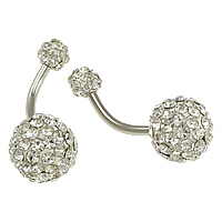 Stainless Steel Curved Barbell with Rhinestone Clay Pave original color 1mm Sold By Lot