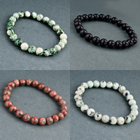 Gemstone karkötő, Drágakő, Kerek, természetes, különböző anyagok a választás, 8mm, Hossz Kb 7.4 inch, 6Strands/Lot, Kb 23PC-k/Strand, Által értékesített Lot