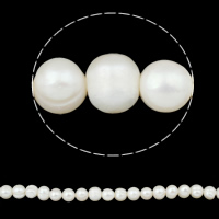 Krumpir Kulturan Slatkovodni Pearl perle, prirodan, bijel, 9-10mm, Rupa:Približno 0.8mm, Prodano Per Približno 14.5 inčni Strand