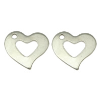 Roestvrijstaal Hart Hangers, Roestvrij staal, oorspronkelijke kleur, 15x13x1mm, Gat:Ca 1mm, 1000pC's/Lot, Verkocht door Lot