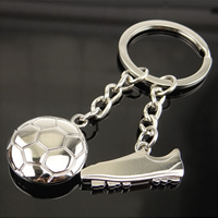 Zinc Alloy Key Chain, med jernring, Fodbold, sølvfarvet forgyldt, nikkel, bly & cadmium fri, 80mm, 50pc'er/Lot, Solgt af Lot