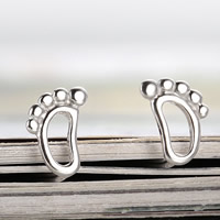 925 Sterling Silver Stud náušnice, s plastové earnut, Footprint, 7x9mm, 10páry/Lot, Prodáno By Lot