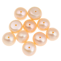 Button Gekweekte Zoetwater Parel kralen, Knop, natuurlijk, roze, 8-9mm, Gat:Ca 0.8mm, 10pC's/Bag, Verkocht door Bag