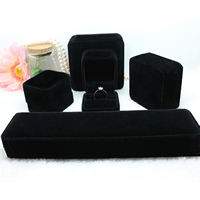 Fluwelen sieraden set Box, Katoenfluweel, met lijm film, verschillende stijlen voor de keuze, zwart, 20pC's/Lot, Verkocht door Lot