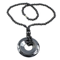 hématite non magnétique collier, acier inoxydable Fermoir à visser, beignet, 50x7mm, Longueur Environ 18 pouce, 20Strandstoron/lot, Vendu par lot