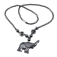 hématite non magnétique collier, acier inoxydable Fermoir à visser, éléphant, 44x38x6mm, Longueur Environ 20.5 pouce, 20Strandstoron/lot, Vendu par lot