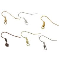 Ijzeren haak Earwire, Ijzer, plated, met lus, meer kleuren voor de keuze, nikkel, lood en cadmium vrij, 20x17x1mm, Gat:Ca 1mm, 5000pC's/Bag, Verkocht door Bag