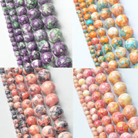 Rain Flower Stone Bead, Runde, flere farver til valg, Hole:Ca. 1-1.5mm, Solgt Per Ca. 15 inch Strand