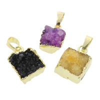 Natürliche Achat Druzy Anhänger, Eisquarz Achat, mit Messing, druzy Stil & gemischt, 10x15x8.5mm-13x18x10mm, Bohrung:ca. 5x7mm, 5PCs/Tasche, verkauft von Tasche