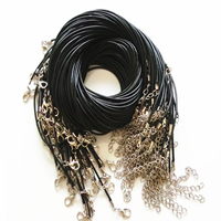 Moda collana cavo, Cerato filo di nylon, with 2Inch extender chain, nero, assenza di nichel,piombo&cadmio, 2mm, Lunghezza Appross. 17.7 pollice, 10Strandstrefolo/lotto, Venduto da lotto