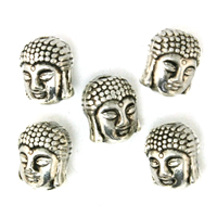 coirníní Buddhist, Sinc Alloy, Buddha, dath airgid antique plátáilte, jewelry Búdaíoch, nicil, luaidhe & caidmiam saor in aisce, 9x11mm, Poll:Thart 2mm, 200ríomhairí pearsanta/Lot, Díolta De réir Lot