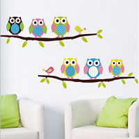 Wall Stickers, PVC-plast, Owl, lim, 350x540mm, Solgt af sæt