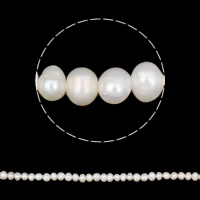 Prátaí Saothraithe coirníní Péarla Fionnuisce, Pearl Fionnuisce, nádúrtha, bán, 3-4mm, Poll:Thart 0.8-1mm, Díolta Per Thart 19.5 Inse Snáithe