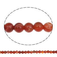 Natuurlijke Lace Agaat kralen, Ronde, rood, 8mm, Gat:Ca 1mm, Ca 48pC's/Strand, Per verkocht Ca 14.8 inch Strand