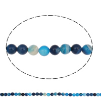 Natuurlijke Lace Agaat kralen, Ronde, blauw, 8mm, Gat:Ca 1mm, Ca 48pC's/Strand, Per verkocht Ca 15 inch Strand