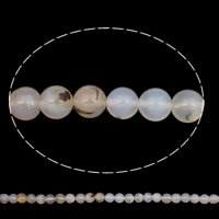 Ursprunglig färg agat Bead, Rund, naturlig, 10mm, Hål:Ca 1mm, Ca 38PC/Strand, Såld Per Ca 14.5 inch Strand