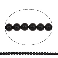 Natural Black Agaat kralen, Zwarte Agaat, Ronde, natuurlijk, 10mm, Gat:Ca 1mm, Ca 39pC's/Strand, Per verkocht Ca 15 inch Strand