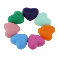 Beads silicone, Cuore, Approvazione FDA, nessuno, 20x19x12mm, Foro:Appross. 2mm, 100PC/borsa, Venduto da borsa