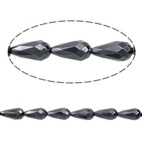 Perles hématites amagnétiques, hématite non magnétique, larme, facettes, 16x8mm, Trou:Environ 1mm, Longueur Environ 16 pouce, 10Strandstoron/lot, Environ 25PC/brin, Vendu par lot