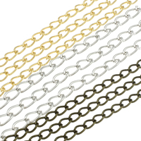 Jern Twist Oval Chain, forgyldt, forskellig størrelse for valg & twist oval kæde, flere farver til valg, nikkel, bly & cadmium fri, 100m/Bag, Solgt af Bag