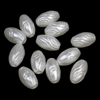 ABS plastikas pearl Rutuliukas, Ovalus, baltas, 8x13mm, Skylė:Apytiksliai 1mm, 2Krepšiai/Pirkimo, Apytiksliai 1000kompiuteriai/Krepšys, Pardavė Pirkimo