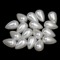 Pérolas de plástico ABS pingente, Lágrima, branco, 8x13mm, Buraco:Aprox 1mm, 2Bolsasbolsa/Lot, Aprox 1250PCs/Bag, vendido por Lot