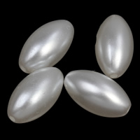 ABS plastikas pearl Rutuliukas, Ovalus, baltas, 8x14mm, Skylė:Apytiksliai 1mm, 2Krepšiai/Pirkimo, Apytiksliai 1660kompiuteriai/Krepšys, Pardavė Pirkimo