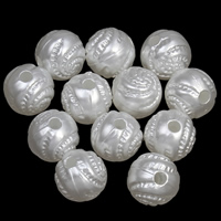 ABS plastikas pearl Rutuliukas, Turas, baltas, 10mm, Skylė:Apytiksliai 1.5mm, 2Krepšiai/Pirkimo, Apytiksliai 1250kompiuteriai/Krepšys, Pardavė Pirkimo