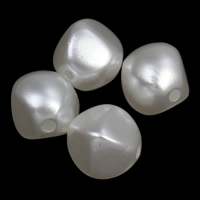 ABS plastikas pearl Rutuliukas, "Nuggets", baltas, 9x10mm, Skylė:Apytiksliai 1mm, 2Krepšiai/Pirkimo, Apytiksliai 1000kompiuteriai/Krepšys, Pardavė Pirkimo