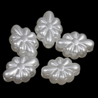 ABS plastik perle Bead, Flower, hvid, 8x12x5mm, Hole:Ca. 1mm, 2Tasker/Lot, Ca. 2500pc'er/Bag, Solgt af Lot