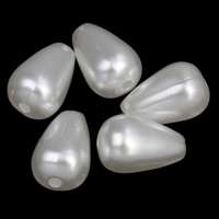 ABS Pearl plaisteach Bead, Teardrop, bán, 7x10mm, Poll:Thart 1mm, 2málaí/Lot, Thart 2500ríomhairí pearsanta/Mála, Díolta De réir Lot