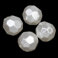 Pérolas de plástico ABS grânulos, miçangas, Roda, facetada, branco, 10mm, Buraco:Aprox 1mm, 2Bolsasbolsa/Lot, Aprox 1250PCs/Bag, vendido por Lot