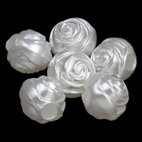 ABS plastik perle Bead, Flower, hvid, 12x11mm, Hole:Ca. 3mm, 2Tasker/Lot, Ca. 830pc'er/Bag, Solgt af Lot