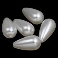 ABS plastikas pearl Rutuliukas, Ašara, baltas, 12x22mm, Skylė:Apytiksliai 1mm, 2Krepšiai/Pirkimo, Apytiksliai 355kompiuteriai/Krepšys, Pardavė Pirkimo