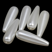 Plastique ABS perle goutte, larme, blanc, 9x30mm, Trou:Environ 1mm, 2sacsvalises/lot, Environ 450PC/sac, Vendu par lot