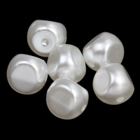 ABS plastike biser Perla, Nuggetsi, bijel, 8x8mm, Rupa:Približno 1mm, 2Torbe/Lot, Približno 2500računala/Torba, Prodano By Lot