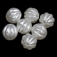 ABS plastikas pearl Rutuliukas, Būgno, Gofruotas, baltas, 8x8mm, Skylė:Apytiksliai 1mm, 2Krepšiai/Pirkimo, Apytiksliai 2500kompiuteriai/Krepšys, Pardavė Pirkimo