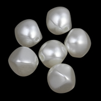 ABS plastikas pearl Rutuliukas, "Nuggets", baltas, 10x10mm, Skylė:Apytiksliai 1mm, 2Krepšiai/Pirkimo, Apytiksliai 1250kompiuteriai/Krepšys, Pardavė Pirkimo