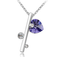 Dell'elemento di CRYSTALLIZED™ collana di cristallo, lega in zinco, with CRYSTALLIZED™, placcato platino, viola, 1.7x2.8cm, Venduto per Appross. 17-20 pollice filo