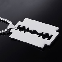 Pendentifs en titane, Acier titane, Razor Blade, pour homme, couleur originale, 23.60x41.50x1.50mm, Trou:Environ 3x5mm, 25PC/lot, Vendu par lot