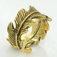 Zinc Alloy Cuff fingerring, Feather, antik guld farve forgyldt, nikkel, bly & cadmium fri, 20mm, Størrelse:6, Solgt af PC