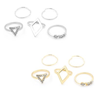 Midden vinger Ring, Zinc Alloy, plated, met strass, meer kleuren voor de keuze, nikkel, lood en cadmium vrij, 18mm, Maat:5.5, 5pC's/Stel, Verkocht door Stel