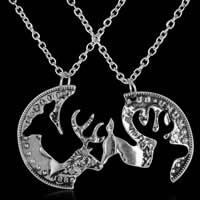 alliage de zinc Collier d'amitié puzzle, avec chaîne de fer, avec 5cm chaînes de rallonge, Plat rond, Plaqué de couleur d'argent, chaîne ovale & avec le motif de lettre, protéger l'environnement, sans nickel, plomb et cadmium, 30x30mm, Longueur Environ 18 pouce, 3ensemblessérie/sac, 2Strandstoron/fixé, Vendu par sac