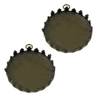 Messing vedhæng Fund, Flad Rund, antik bronze farve forgyldt, nikkel, bly & cadmium fri, 26x30x5mm, Hole:Ca. 2.5mm, Indvendig diameter:Ca. 25mm, 100pc'er/Lot, Solgt af Lot