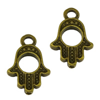 Cink legura Hamsa Privjesci, Cink Alloy, antička brončana boja pozlaćen, Islam nakit, nikal, olovo i kadmij besplatno, 13x19.50x3mm, Rupa:Približno 3mm, 500računala/Lot, Prodano By Lot